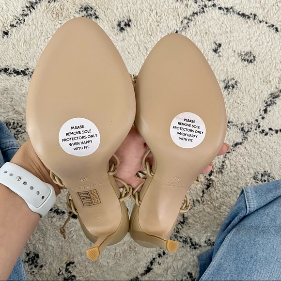 BEIGE LEATHER BARELY THERE SANDAL - Picture 5 of 10